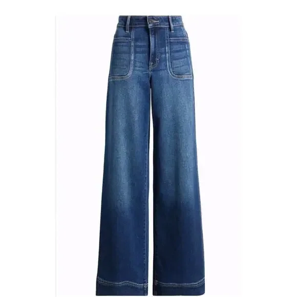 Hidden Los Angeles 70s Vibe Patch Pocket High Waist Wide Leg Jeans Size 31/12 - Picture 3 of 15
